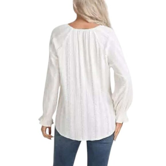 Frye Textured Long Sleeved Peasant Top - Salt Breeze (Cream) - XL - Picture 2 of 12